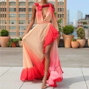 Bronx & Banco Iman Pink Orange Peach Ombré Gown